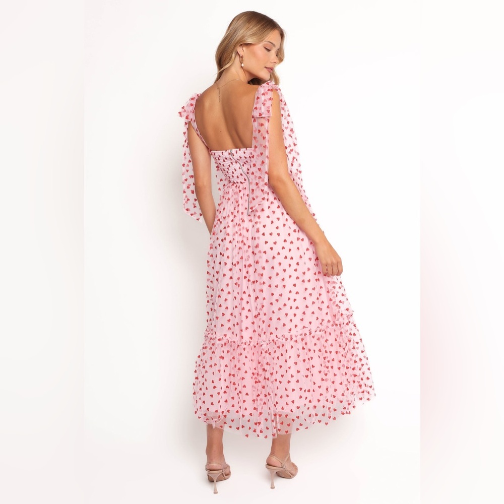 Petal & Pup Floret Pink Tulle Red Hearts Midi Dress Tie Straps NWT Valentines S - Picture 15 of 15